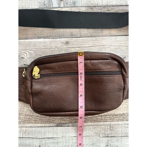 Vintage Libaire Brown Pebble Leather Unisex Waist Belt Bag Fanny Pack One Size - Picture 3 of 9